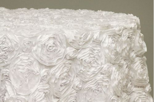 Picture of Table Cloth 126 - White (Satin Rosette Round)
