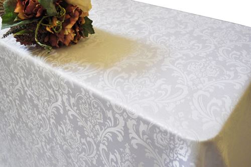 Picture of Table Cloth 90X132 - White (Poly Damask  Rectangle)