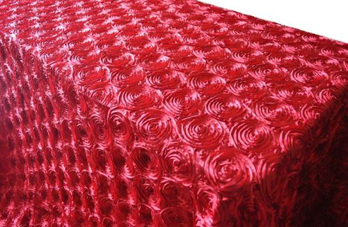 Picture of Table Cloth 90X132 - Apple Red (Satin Rosette Rectangle)
