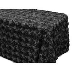 Picture of Table Cloth 90X132 - Black (Satin Rosette Rectangle)