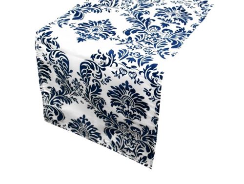 Picture of Runner 12X108 - Navy Damask (Poly Damask  )
