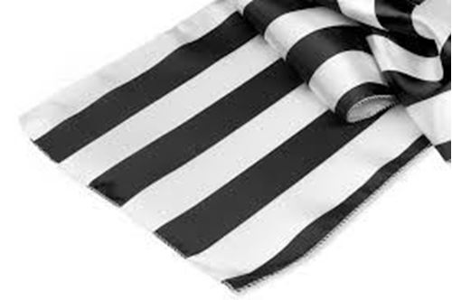 Picture of Runner 12X108 - Black & white stripe (satin )