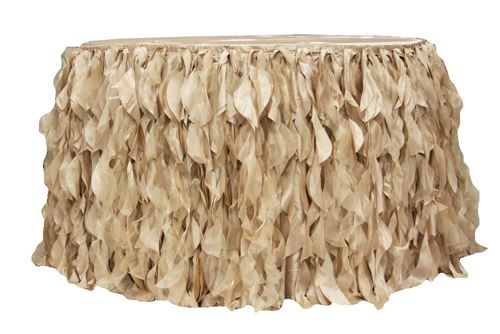 Picture of Table Skirt 17 - Champagne (Curly willow )