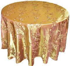 Picture of Table Cloth 120 - Gold (Ribbon Taffeta Round)