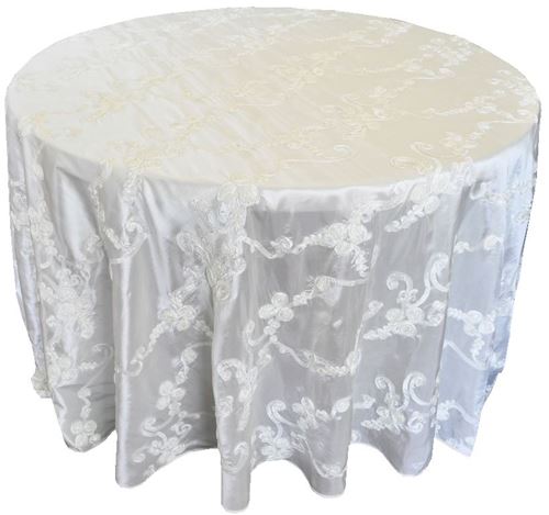 Picture of Table Cloth 120 - Ivory (Ribbon Taffeta Round)