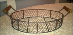 Picture of Basket (Chicken wire, oval tray)  - Brown