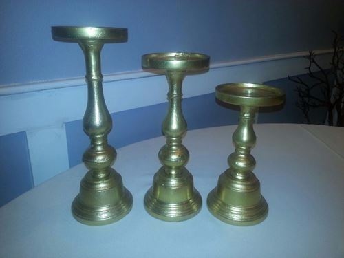 Picture of Candle Pillars (Metal) Trio - Gold