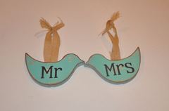 Picture of Sign (Mr & Mrs Birds)  - Aqua Blue