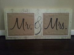 Picture of Sign (Mr & Mrs w/easel) Lg - Burlap
