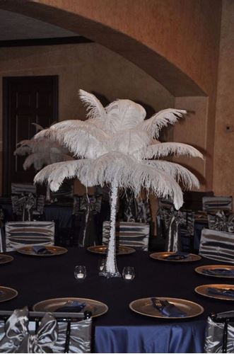 Picture of Vase (Ostrich Feather Centerpiece)  - White