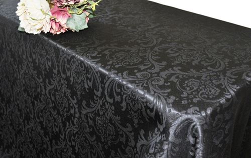 Picture of Table Cloth 90X132 - Black (Poly Damask  Rectangle)