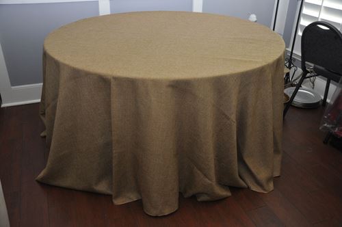 Table Cloth 120 Wheat Faux Burlap, Round Burlap Table Linen