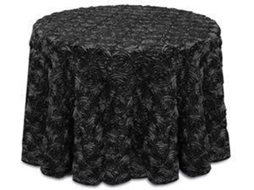 Picture of Table Cloth 120 - Black (Satin Rosette Round)