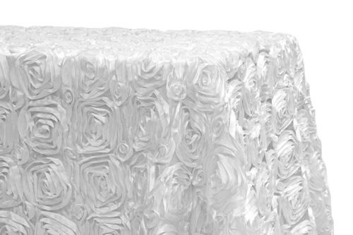 Picture of Table Cloth 90X156 - White (Satin Rosette Rectangle)