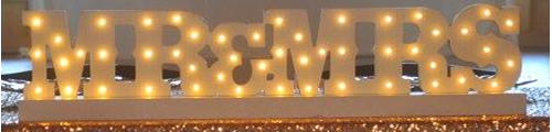 Picture of Marquee (Mr & Mrs sign) 28X6 - White