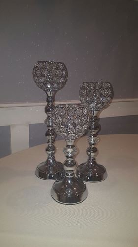 Picture of Candle Pillars (Silver Bling Trio Ball)  - Bling