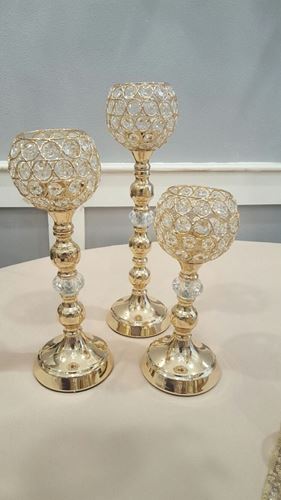 Picture of Candle Pillars (Gold Bling Trio Ball)  - Gold
