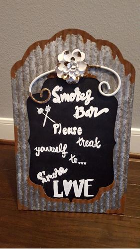 Picture of Chalkboard (Galvanized Flower S'mores Sign) 19X12 - Metal