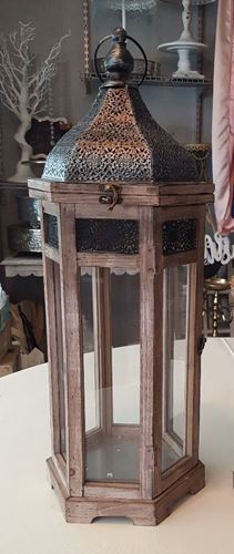 Picture of Lantern (Cathedral Wooden) Tall - Natural