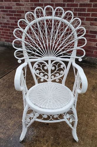 Picture of Furniture (Boho Peacock Wicker Chair)  - White