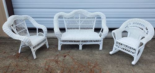 Picture of Furniture (Kids Wicker Chair Set)  - White