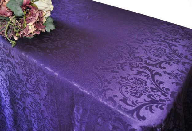 Picture of Table Cloth 90X132 - Eggplant (Poly Damask  Rectangle)