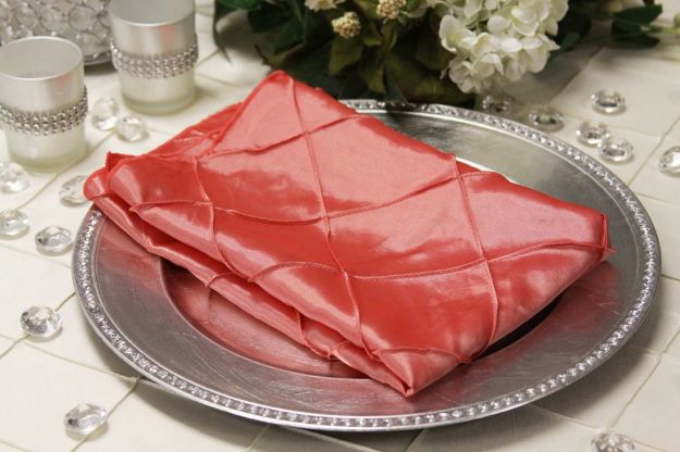 Picture of Napkin 20X20 - Coral (Pintuck Taffeta Square C)
