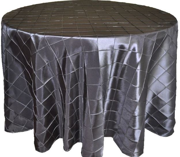 Picture of Table Cloth 120 - Silver Charcoal (Pintuck Taffeta Round)