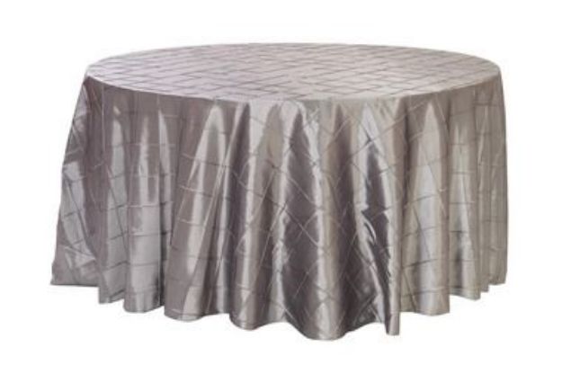 Picture of Table Cloth 90 - Silver Platinum (Pintuck Taffeta Round)