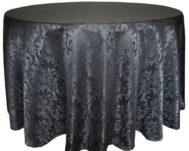 Picture of Table Cloth 108 - Black (Poly Damask  Round)