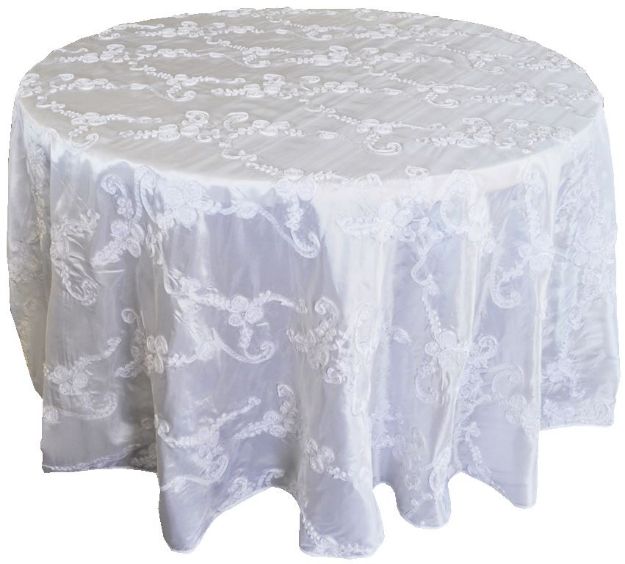 Picture of Table Cloth 120 - White (Ribbon Taffeta Round)
