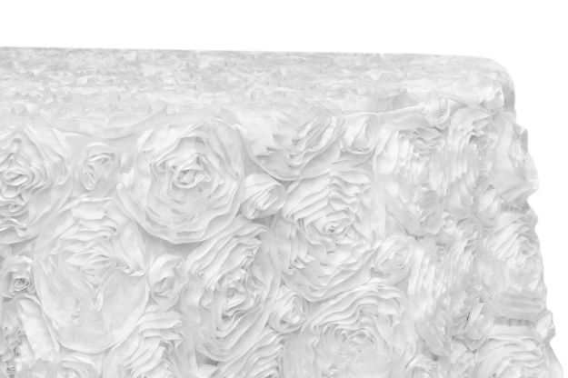 Picture of Table Cloth 132 - White (Satin Rosette Round)