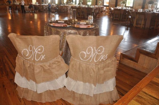 Picture of Mr & Mrs - Burlap (Burlap Chair Cap)