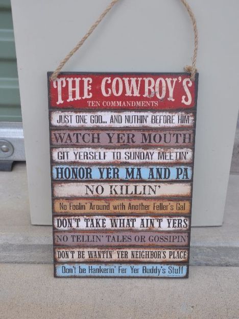 Picture of Sign (Cowboy commands) 12X8 - Brown