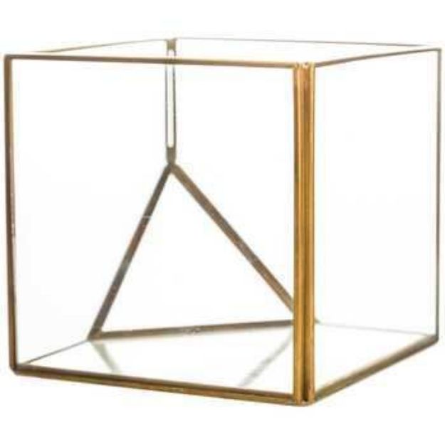 Picture of Vase (Square Cube Terrarium) 6X6 - Gold