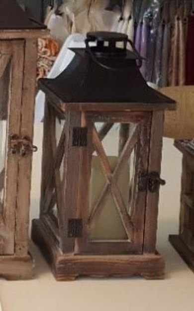Picture of Lantern (Natural Wood Lantern) Sm - Brown