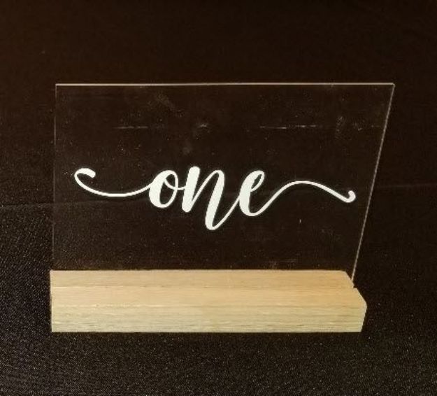 Picture of Table Numbers (Acrylic Stand white lettering)  - Clear