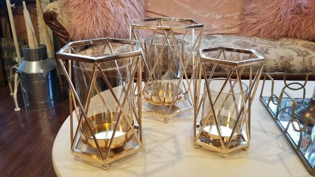 Picture of Decor (X Geometric Candle Trio)  - Gold