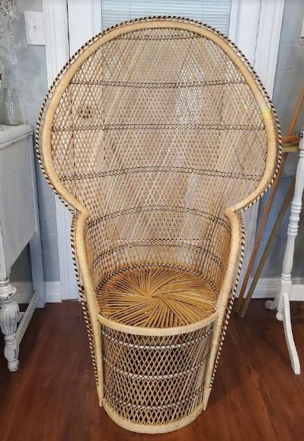Picture of Furniture (Boho Peacock Wicker Chair) 52" - Brown