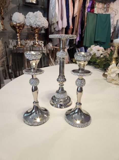 Picture of Decor (Silver Bling Taper Trio)  - Silver