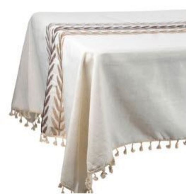 Picture of 57X102 - Ivory (Boho Leaves Poly Rectangle)