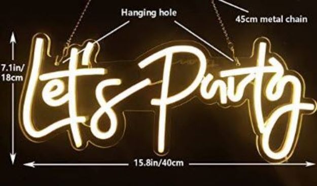 Picture of Sign (Let's Party Neon) 7X16 - White